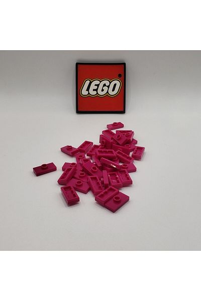 LEGO Original Accessory Plate Modified 1 X 2 Jumper Dark Pink Flat Tile Brick 6 Pieces Will Be Sent