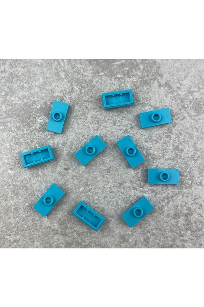 LEGO Original Accessory Plate Modified 1 X 2 Jumper Medium Azure Flat Tile Brick 4 Pieces Will Be Sent