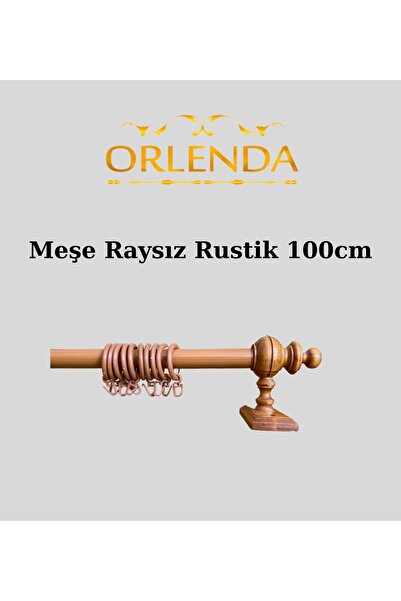 Orlenda Țeavă De Alminiu Cu Capăt De Lemn Umeraș Rustic Pentru Perdele Fără șină 100 Cm