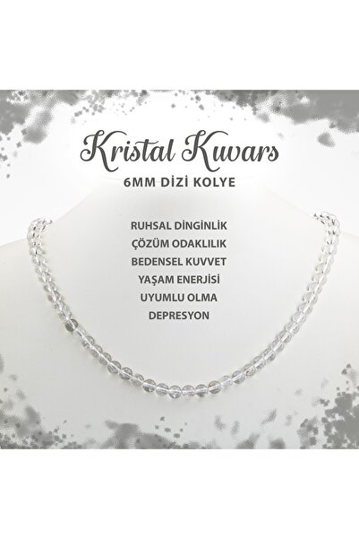 Deniz Doğal Taş قلادة من حجر الكوارتز الكريستالي المعتمد مقاس 6 مم من الحجر ا...