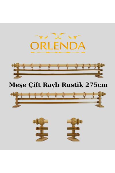 Orlenda Дерев'яна головка алюмінієва труба Рустикальна шторна вішалка Подвійн...