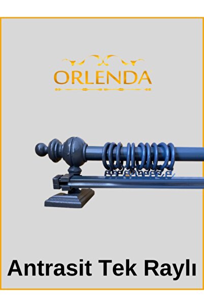 Orlenda Umeraș pentru perdea rustică din lemn cu o singură șină antracit 170 cm - țeavă rustică