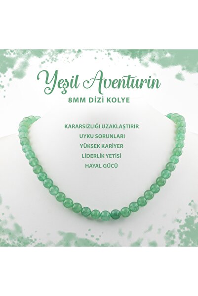 Deniz Doğal Taş قلادة من الحجر الطبيعي بتصميم أفينتورين أخضر معتمد مقاس 8 مم