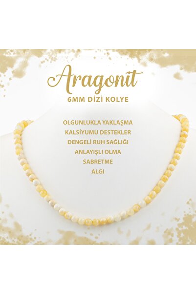 Deniz Doğal Taş قلادة من الحجر الطبيعي المعتمد من أراغونيت مقاس 6 مم