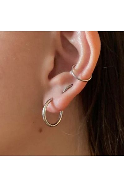 Heppii 16 Mm Surgical Steel Hoop Earrings Silver Colored