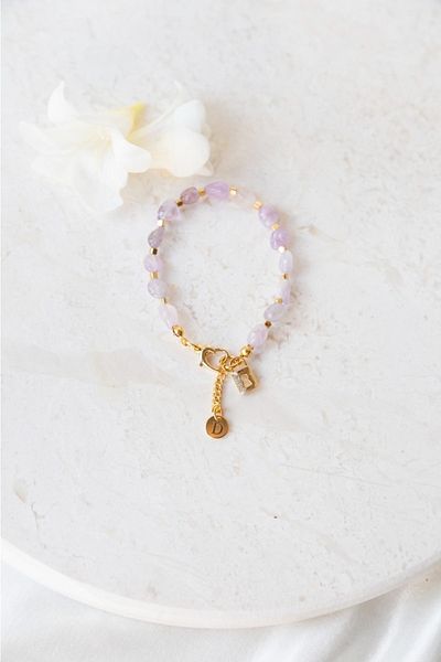 CHARMLUCKY Natural Amethyst Stone Bracelet