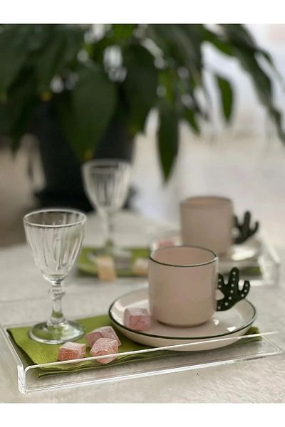 Phigo Transparent Plexiglass Tray 14x22cm Serving Presentation Tray Stylish New Coffee Tea Tray