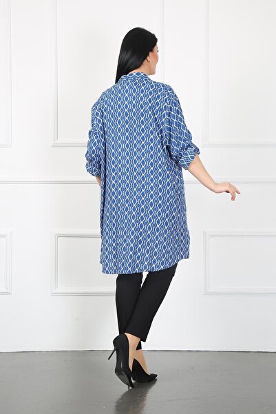 By Alba Collection Women's Indigo Cotton Viscose Large Size Tunic