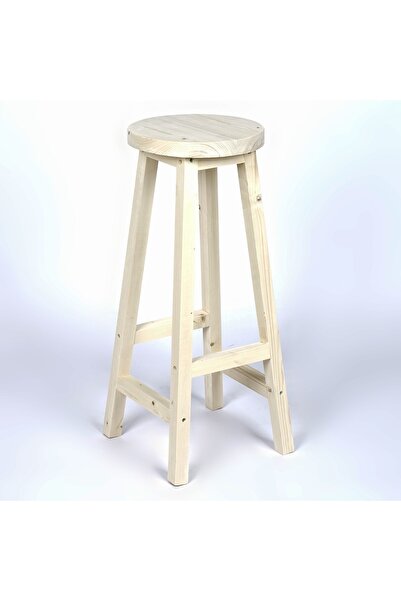 WOODENSA Bar Sandalyesi ,mutfak Sandalyesi Masif Tabure Yuvarlak Bar Taburesi Naturel Pnr517