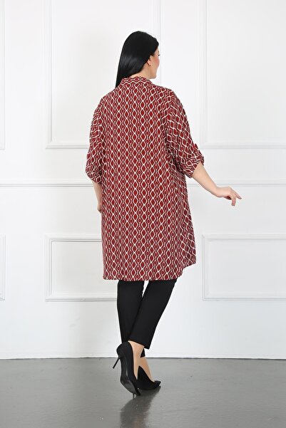By Alba Collection Women's Burgundy Cotton Viscose Large Size Tunic