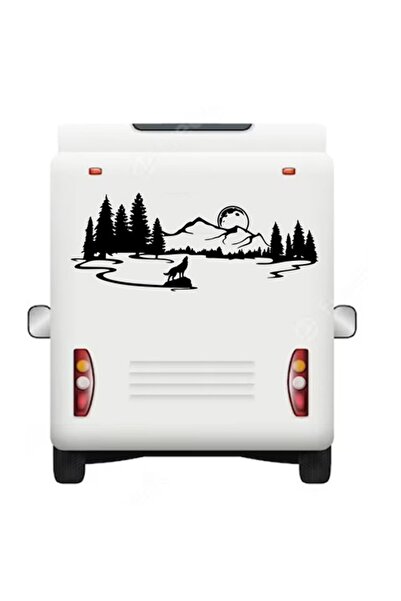 Melek Pazarı ملصق قافلة بمناظر طبيعية لعواء الذئب وغروب الشمس مقاس 120 × 50 سم