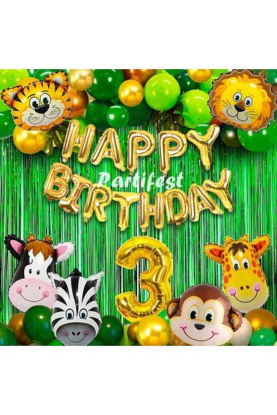 Parti Station Safari Animals 3 Year Old Balloon Set Safari Concept Foil Helium Balloon Set Safari Concept Birthday Set