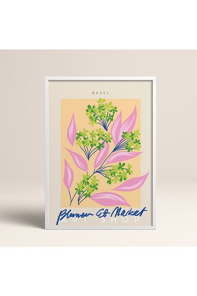 HOMEPACK Tablou cu rame din lemn alb Poster cu rame Decor artistic modern de perete (ABSTRACT50-WHITE-40X60)
