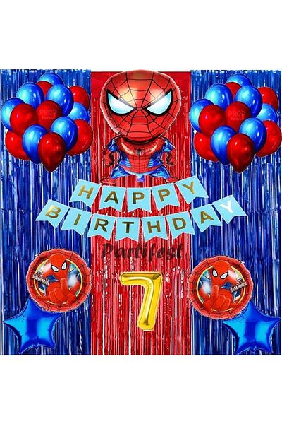 Parti Station Spiderman Spiderman Balloon Set Balloon Foil Set Spiderman Concept Birthday Set 7 Years Old Balloon