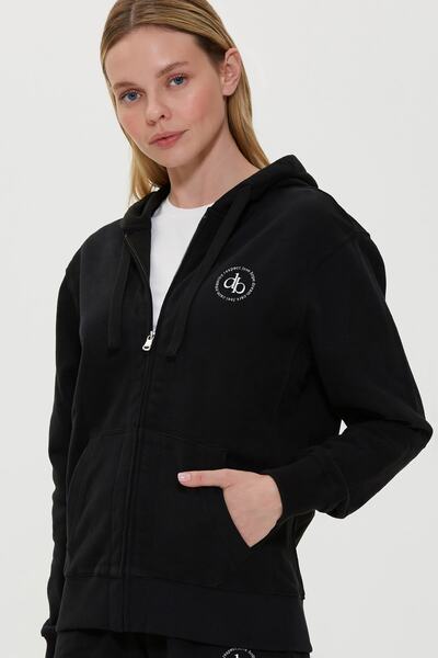 Dahlia Bianca Kapüşonlu Fermuarlı Sweatshirt