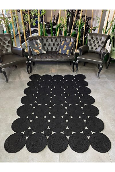 MaVaux Blackthorn Dikdörtgen Jüt Siyah Kilim