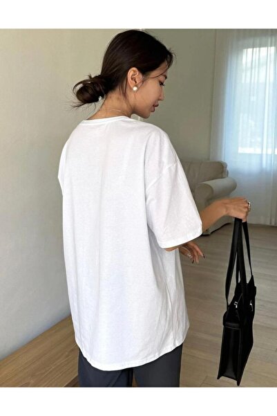 AFROGİYİM Γυναικείο μπλουζάκι μόδας και κλασικής στάμπας Oversize