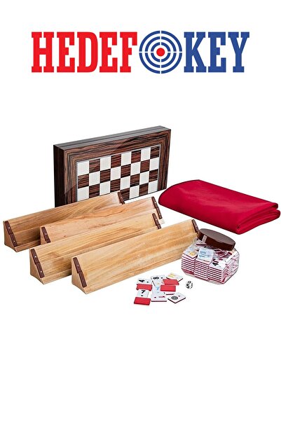 Hedef Ahşap Istaka Okey Takımı Kırmızı Beyaz Taş Ahşap Pullu Tavla Kırmızı Ma...
