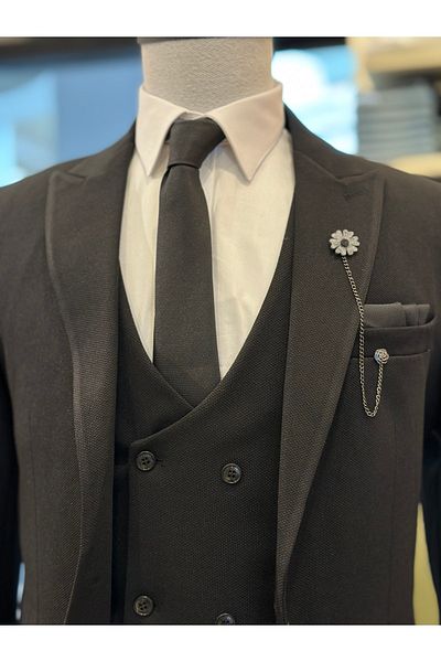 TİARAA Men's Slim-Fit Vest Suit (Collar Ornament and Tie Gift)