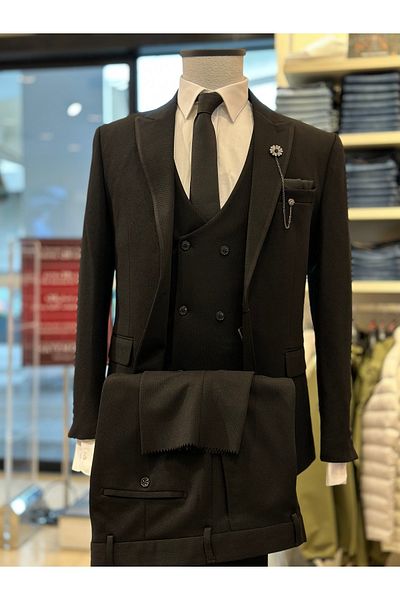 TİARAA Men's Slim-Fit Vest Suit (Collar Ornament and Tie Gift)