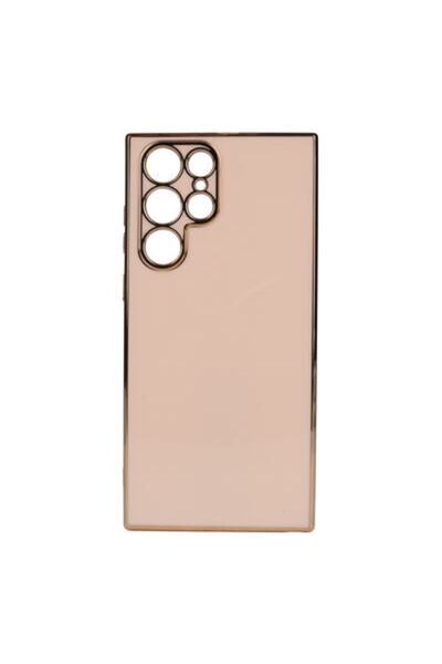 Rivor Samsung Galaxy S22 Ultra Uyumlu Kılıf Parlak Kenarlı Altın Işlemeli Kamera Korumalı Kılıf
