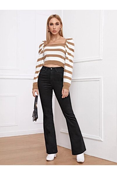 SHEVEGA Μαύρο ψηλόμεσο τζιν Flare