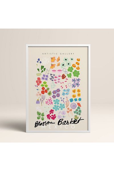 HOMEPACK Tablou cu rame din lemn alb Poster cu rame Decor artistic modern de perete (ABSTRACT86-WHITE-50X70)