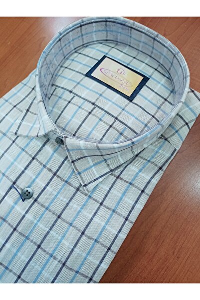 güncüoğlu Short Sleeve Pocketed 100% Cotton Classic Men's Shirt