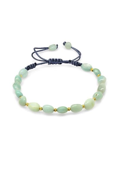 Tesbihane Macrame Braided Natural Cut Amazonite Natural Stone Women's Bracelet