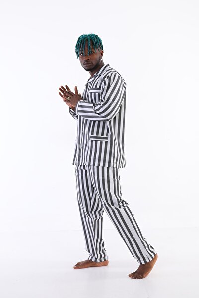 Kocabey 4007 Nostaljik Çizgili Gaffur Erkek Pijama Takımı