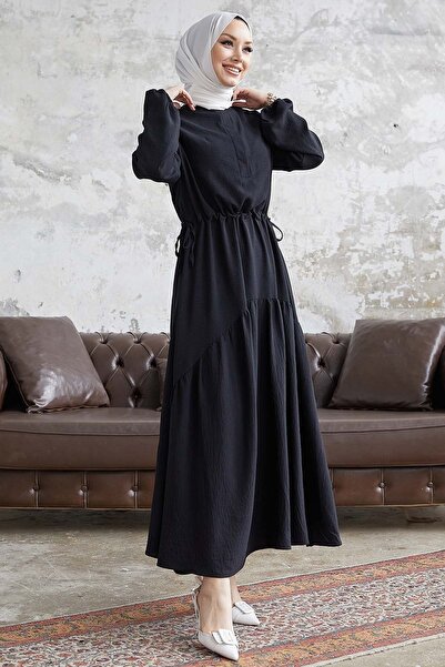 InStyle Merya Tunnel Belted Soft Ayrobin Dress - Black