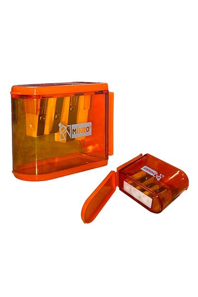 Mikro Mk-2025 Three-Eyed Pencil Sharpener - Orange