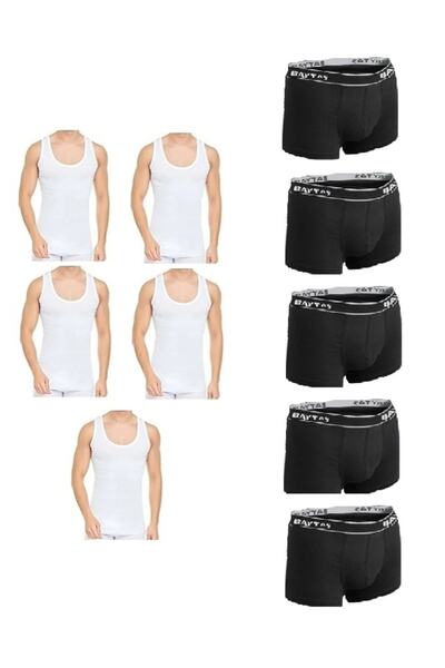 10'lu Paket Erkek Iç Çamaşır Seti 5 Atlet 5 Adet Boxer