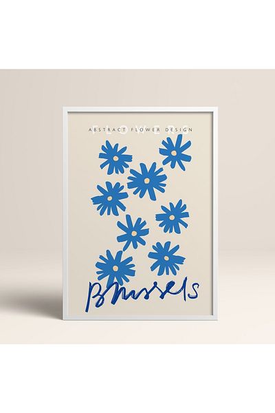 HOMEPACK Tablou cu rame din lemn alb Poster cu rame Decor artistic modern de perete (ABSTRACT75-WHITE-40X60)