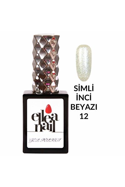 ELLEA NAIL Salon Boy 15 Ml Uv Led Simli Kalıcı Oje Pearly Whıte 12