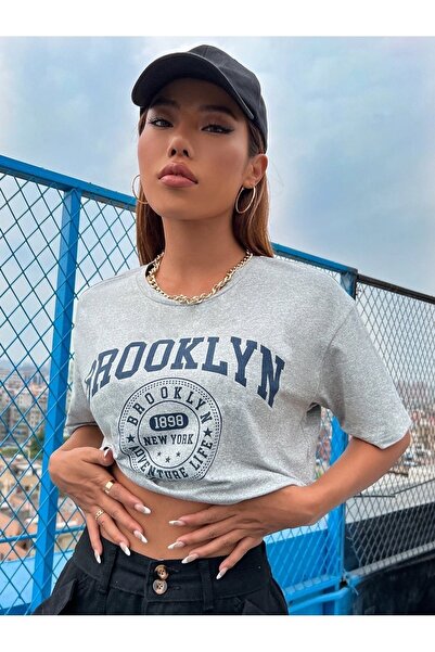 Machetta Siva bluza Brooklyn Štampano za žene Skraćeni kroj