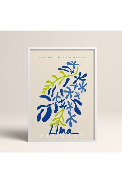 HOMEPACK Tablou cu rame din lemn alb Poster cu rame Decor artistic modern de perete (ABSTRACT65-WHITE-40X60)