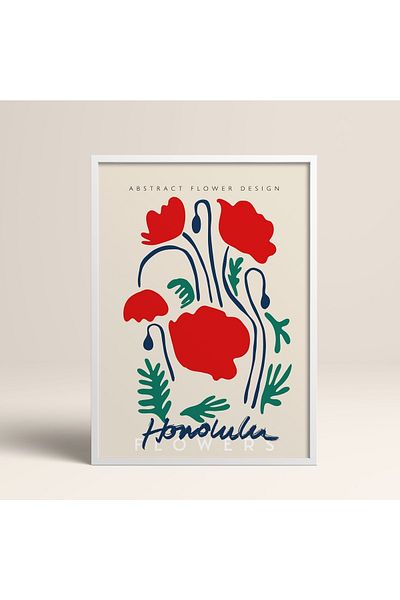 HOMEPACK Tablou cu rame din lemn alb Poster cu rame Decor artistic modern de perete (ABSTRACT63-WHITE-50X70)