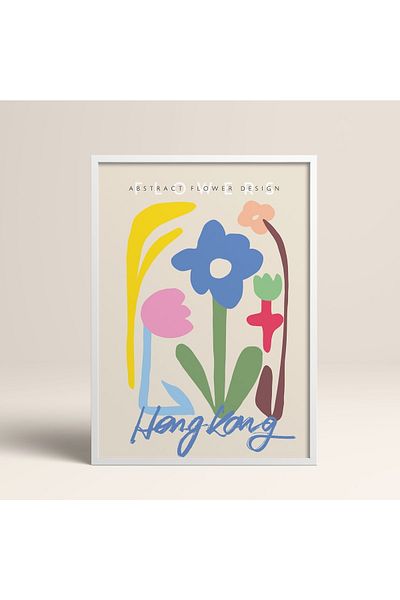 HOMEPACK Tablou cu rame din lemn alb Poster cu rame Decor artistic modern de perete (ABSTRACT61-WHITE-40X60)