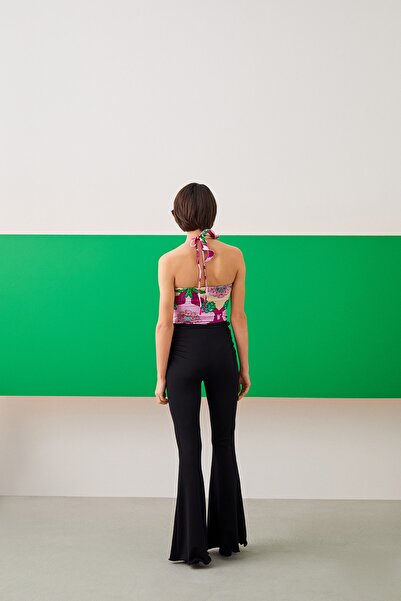 Jus De Pommes Siyah Yüksek Bel Ispanyol Paça Kadın Pantolon