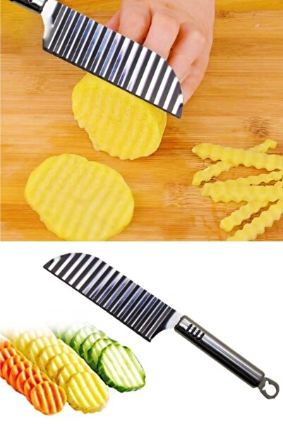Hilamingo Home Shaped Potato Knife Serrated Potato Cucumber Cutter Chopper
