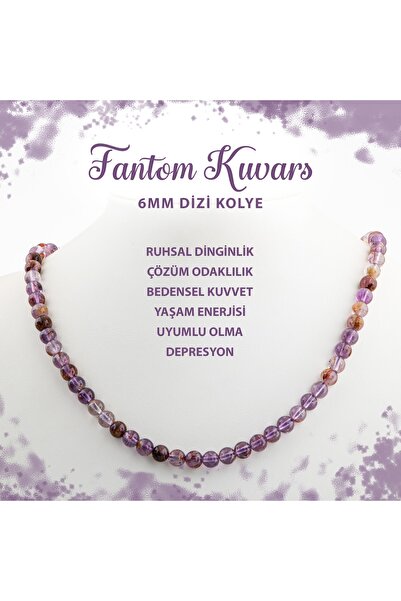 Deniz Doğal Taş Sertifikalı Fantom Kuvars 6 Mm Dizi Doğal Taş Kolye