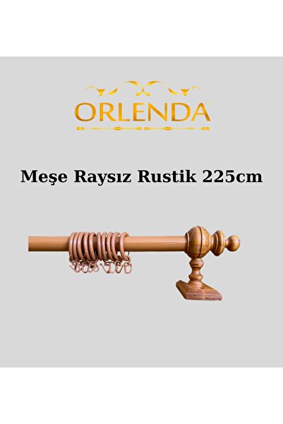 Orlenda Suport pentru perdele rustic din aluminiu cu cap din lemn, fara sina, 225 cm