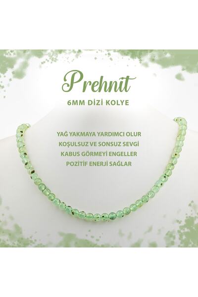 Deniz Doğal Taş Sertifikalı Prehnit 6 Mm Dizi Doğal Taş Kolye
