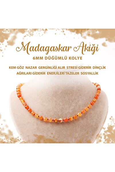 Deniz Doğal Taş قلادة من حجر مدغشقر الطبيعي المعتمد بعقد 6 مم