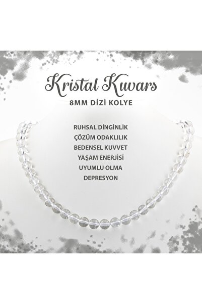 Deniz Doğal Taş Sertifikalı Kristal Kuvars 8 Mm Dizi Doğal Taş Kolye
