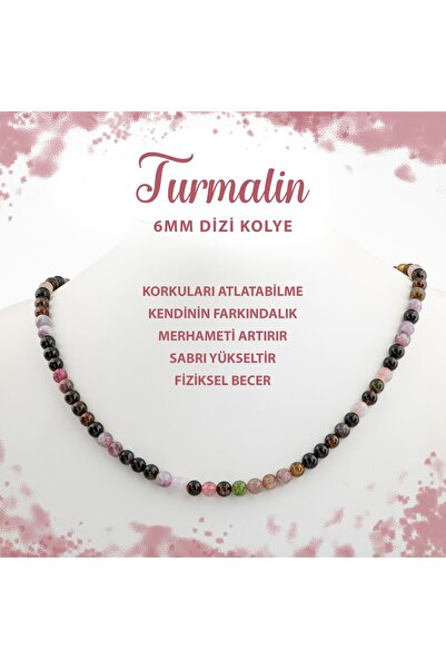 Deniz Doğal Taş Sertifikalı Renkli Turmalin 6 Mm Dizi Doğal Taş Kolye