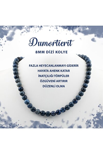 Deniz Doğal Taş Sertifikalı Dumortierit 8 Mm Dizi Doğal Taş Kolye