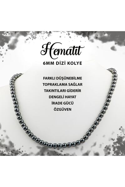 Deniz Doğal Taş Sertifikalı Hematit 6 Mm Dizi Doğal Taş Kolye