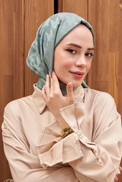 Dolfini Ipekhan Ipekli Jakar Seria șal jacquard mentă cu model în dinte de câ...